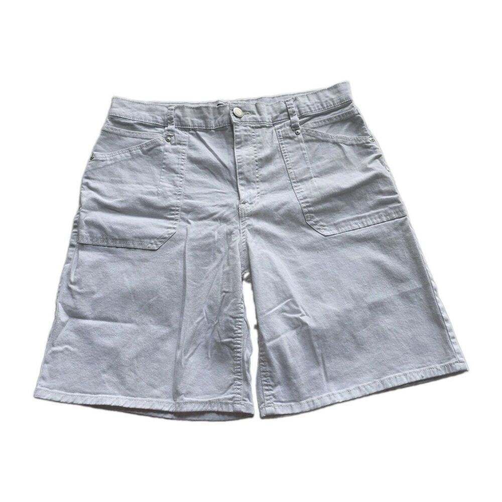 Bandolino Bermuda Shorts Womens 12 White High Rise Stretch Utility Patch Pocket
